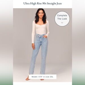 Abercrombie 90s Straight Ultra High Rise Jean- Size 27, Color Light